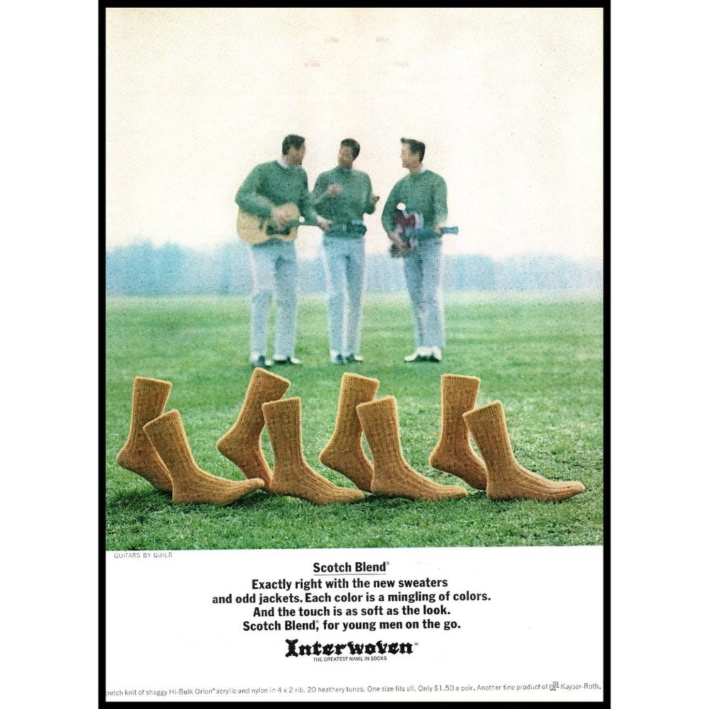 1965 Interwoven Scotch Blend Socks Vintage Print Ad Golf Fairway Wall Art